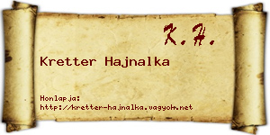 Kretter Hajnalka névjegykártya